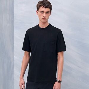 Hermes Black “H” embroidered T-shirt with Chest Pocket